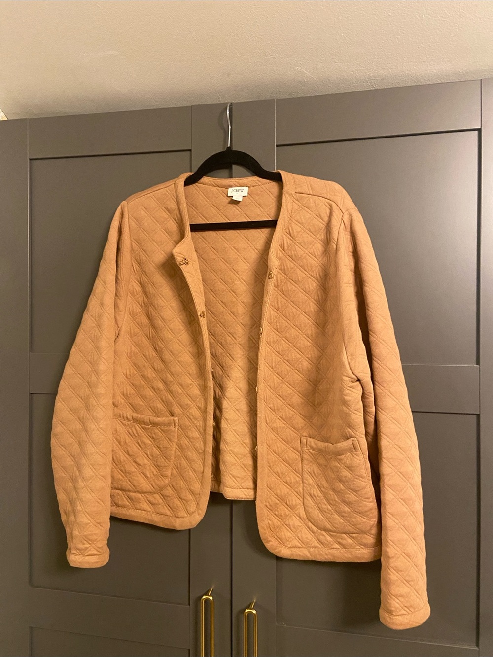 J. Crew Quilted Camel Cardigan Jacket